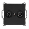 Розетка телевизионная оконечная TV + FM 2-м Ф9.5мм механизм антрацит Jasmart G6204B
