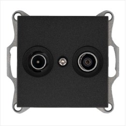 Розетка телевизионная оконечная TV + FM 2-м Ф9.5мм механизм антрацит Jasmart G6204B