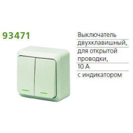 Выключатель 2-кл. ОП Fazenda 10А IP20 с индикацией бел. POWERMAN 1162253
