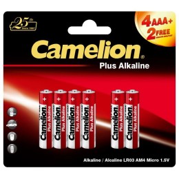 Элемент питания алкалиновый AAA/LR03 1.5В Plus Alkaline 4+2LR03-BP (блист.6шт) Camelion 14112