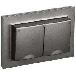 Розетка 2-м СП BRITE 16А в сборе IP44 с крышкой бронза IEK BR-R26-16-44-K45-F