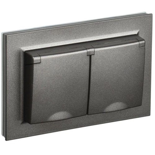 Розетка 2-м СП BRITE 16А в сборе IP44 с крышкой бронза IEK BR-R26-16-44-K45-F
