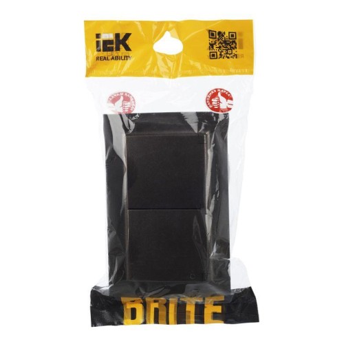 Розетка 2-м СП BRITE 16А в сборе IP44 с крышкой бронза IEK BR-R26-16-44-K45-F