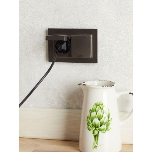 Розетка 2-м СП BRITE 16А в сборе IP44 с крышкой бронза IEK BR-R26-16-44-K45-F