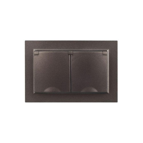 Розетка 2-м СП BRITE 16А в сборе IP44 с крышкой бронза IEK BR-R26-16-44-K45-F