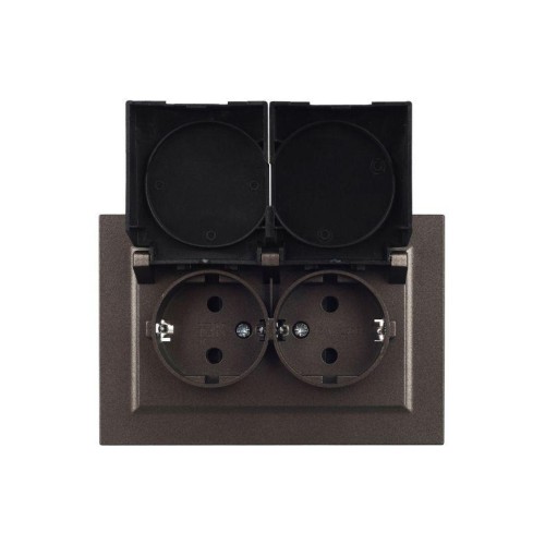 Розетка 2-м СП BRITE 16А в сборе IP44 с крышкой бронза IEK BR-R26-16-44-K45-F