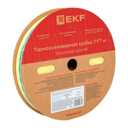 Трубка термоусадочная ТУТ нг 20/10 желт./зел. (уп.100м) EKF tut-20-yg