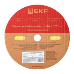 Трубка термоусадочная ТУТ нг 20/10 желт./зел. (уп.100м) EKF tut-20-yg