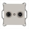 Розетка телевизионная оконечная TV + FM 2-м Ф9.5мм механизм тауп Jasmart G6204T