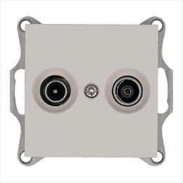 Розетка телевизионная оконечная TV + FM 2-м Ф9.5мм механизм тауп Jasmart G6204T