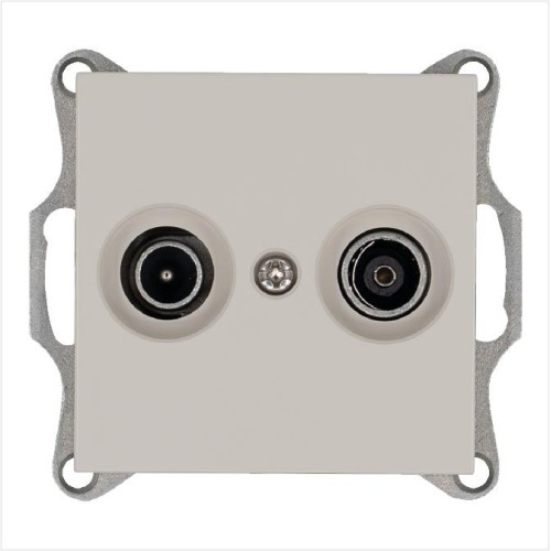 Розетка телевизионная оконечная TV + FM 2-м Ф9.5мм механизм тауп Jasmart G6204T