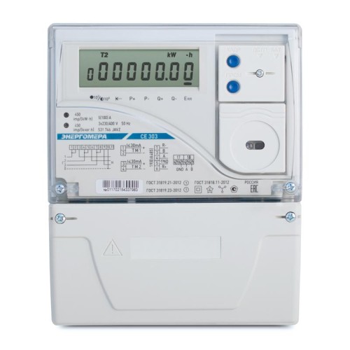 Счетчик CE303 S31 746-JAVZ 3ф 5-100А класс точн. 1.0/1.0 многотариф. оптопорт Екат. вр. Энергомера 1