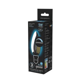 Лампа светодиодная филаментная Black Filament 5Вт свеча 4100К нейтр. бел. E14 450лм диммир. GAUSS 10