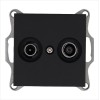Розетка телевизионная оконечная TV + FM 2-м Ф9.5мм механизм черн. матовый soft touch Jasmart G6204PB