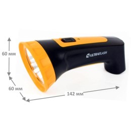 Фонарь аккумуляторный LED3804M 4LED аккум. SLA 220В пластик. черн./желт. (кор.) Ultraflash 12867