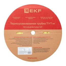 Трубка термоусадочная ТУТ нг 2/1 желт. (уп.200м) EKF tut-2-y