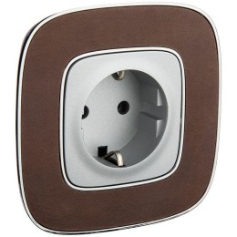 Розетка 1-м СП Valena Allure 16А IP2X 250В 2P+E безвинтов. клеммы с лицев. панелью механизм алюм. Le