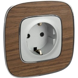 Розетка 1-м СП Valena Allure 16А IP2X 250В 2P+E безвинтов. клеммы с лицев. панелью механизм алюм. Le