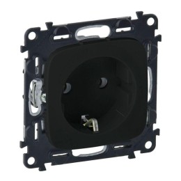 Розетка 1-м СП Valena Allure 16А IP2X 250В 2P+E безвинтов. клеммы с лицев. панелью механизм антрацит