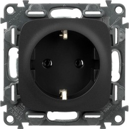 Розетка 1-м СП Valena Allure 16А IP2X 250В 2P+E безвинтов. клеммы с лицев. панелью механизм антрацит