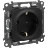 Розетка 1-м СП Valena Allure 16А IP2X 250В 2P+E безвинтов. клеммы с лицев. панелью механизм антрацит