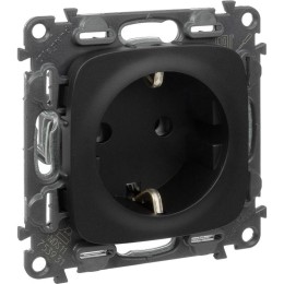 Розетка 1-м СП Valena Allure 16А IP2X 250В 2P+E безвинтов. клеммы с лицев. панелью механизм антрацит