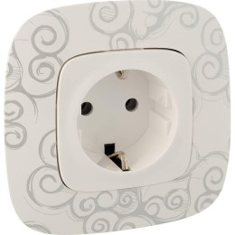 Розетка 1-м СП Valena Allure 16А IP2X 250В 2P+E безвинтов. клеммы с лицев. панелью механизм бел. Leg