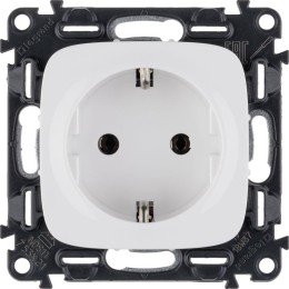 Розетка 1-м СП Valena Allure 16А IP2X 250В 2P+E безвинтов. клеммы с лицев. панелью механизм бел. Leg