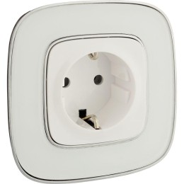Розетка 1-м СП Valena Allure 16А IP2X 250В 2P+E безвинтов. клеммы с лицев. панелью механизм бел. Leg