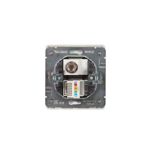Розетка компьютерная + телевизионная СП ROUND MIELE RJ45 кат6+TV перламутр Kranz KR-78-0722-1