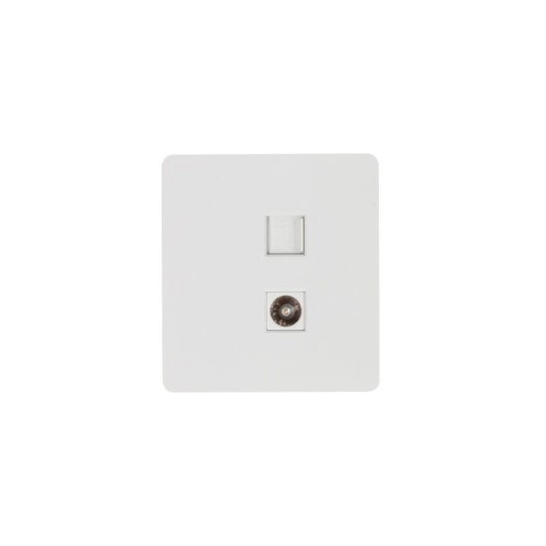 Розетка компьютерная + телевизионная СП ROUND MIELE RJ45 кат6+TV перламутр Kranz KR-78-0722-1