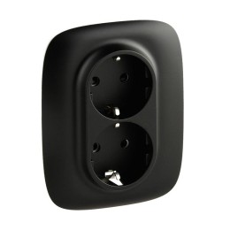 Розетка 2-м СП Valena Allure 16А IP20 250В 2х2P+E защ. шторки безвинт. клеммы с лицев. панелью антра