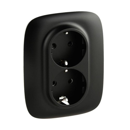 Розетка 2-м СП Valena Allure 16А IP20 250В 2х2P+E защ. шторки безвинт. клеммы с лицев. панелью антра