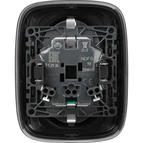 Розетка 2-м СП Valena Allure 16А IP20 250В 2х2P+E защ. шторки безвинт. клеммы с лицев. панелью антра