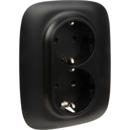 Розетка 2-м СП Valena Allure 16А IP20 250В 2х2P+E защ. шторки безвинт. клеммы с лицев. панелью антра