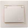 Розетка 1-м СП Кварта РСбш10-3-ККм 16А IP20 с заземл. защ. шторки с крышкой крем. IEK ERK12-K33-16-D