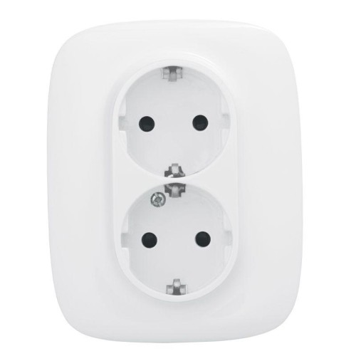 Розетка 2-м СП Valena Allure 16А IP20 250В 2х2P+E защ. шторки безвинт. клеммы с лицев. панелью бел.