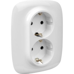 Розетка 2-м СП Valena Allure 16А IP20 250В 2х2P+E защ. шторки безвинт. клеммы с лицев. панелью бел.