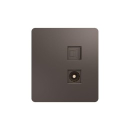 Розетка компьютерная + телевизионная СП ROUND MIELE RJ45 кат6+TV титан Kranz KR-78-0722-2