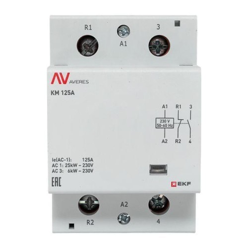 Контактор модульный КМ 125А 1NC+1NO 230В AC (3 мод.) AVERES EKF km-av-3-125-11-230V