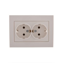 Розетка 2-м СП Rain с заземл. керамика бел. LEZARD 703-0202-127