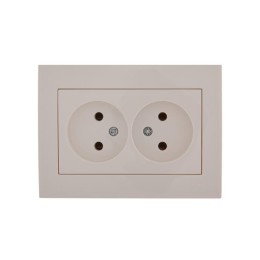 Розетка 2-м СП Rain 16А IP20 без заземл. керамика бел. LEZARD 703-0202-128