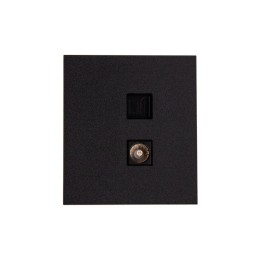 Розетка компьютерная + телевизионная СП STRONG MIELE RJ45 кат6+TV антрацит Kranz KR-78-0722-5