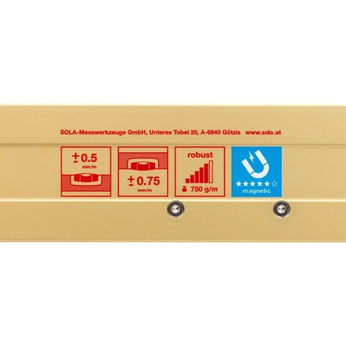 Уровень алюминиевый магнитный AZM 80 L80см 2 глазка точн. 0.5мм/м SOLA 01821101