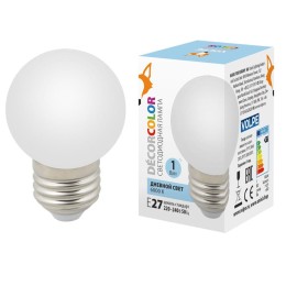 Лампа светодиодная LED-G45-1W/6000K/E27/FR/С 1Вт шар матовая 6000К холод. бел. E27 декоративная (упа