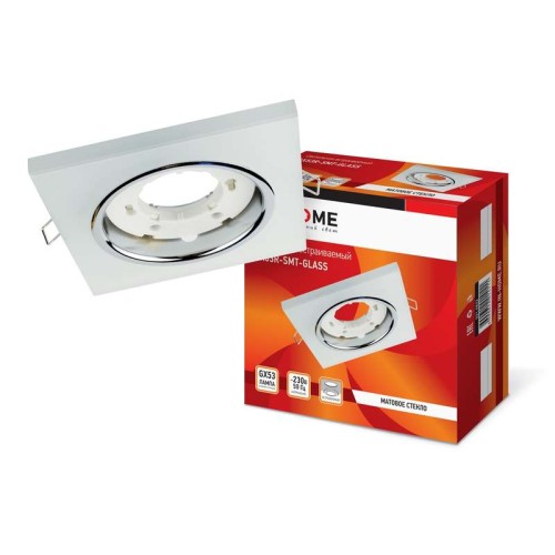 Светильник точечный GX53R-glass SMT GX53 IP20 230В квадрат встраив. матов. бел. IN HOME 469061201411