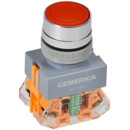 Кнопка D7-11BN d22мм 1НО+1НЗ красн. GENERICA BBT50-11BN-3-22-K04-G