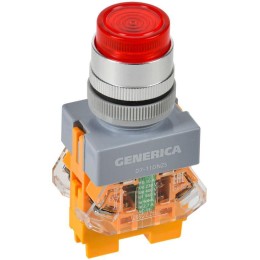 Кнопка D7-11DNZS d22мм 1НО+1НЗ с подсветкой и фиксацией красн. GENERICA BBT50-11DNZS-3-11-K04-G