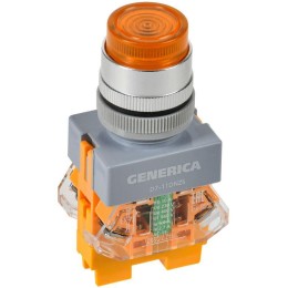 Кнопка D7-11DNZS d22мм 1НО+1НЗ с подсветкой и фиксацией желт. GENERICA BBT50-11DNZS-3-11-K05-G