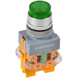 Кнопка D7-11DNZS d22мм 1НО+1НЗ с подсветкой и фиксацией зел. GENERICA BBT50-11DNZS-3-11-K06-G